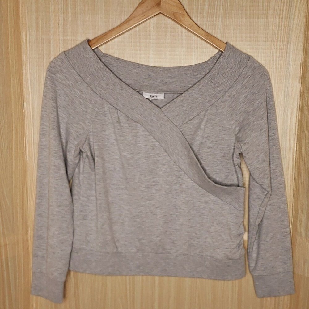 Bar III Cropped Faux Wrap Lightweight Sweatshirt